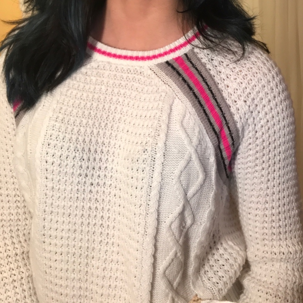 White sporty knit sweater